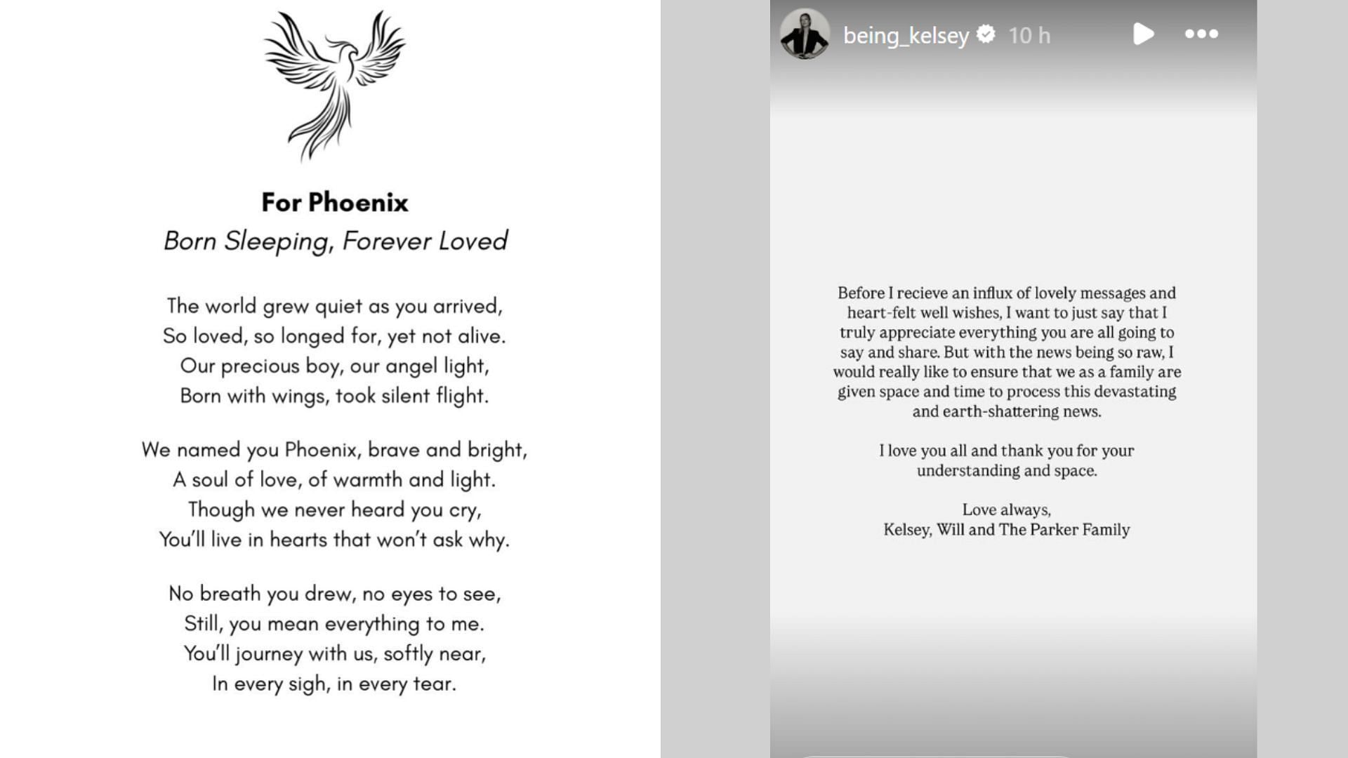 Podcaster Kelsey Parker announces the death of her third child. (Image via Instagram/@being_kelsey)